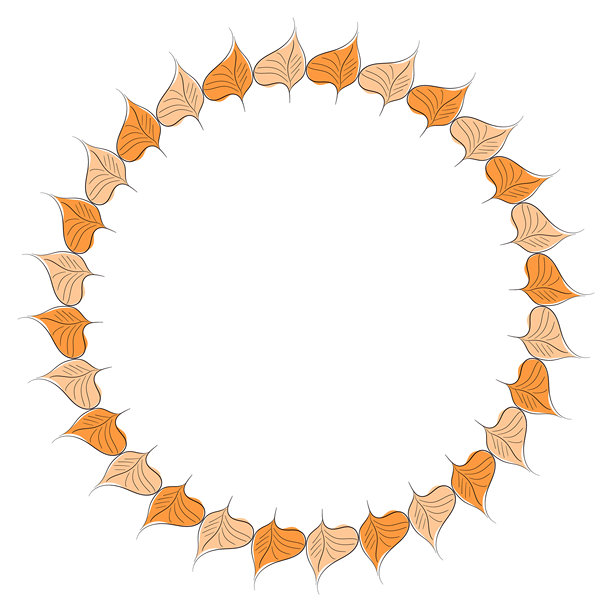 手绘植物、分隔符、花环、边框。白色背景上的圆形叶子花卉边框。矢量手绘插画，适用于壁纸、海报、卡片。可复制空间。涂鸦风格。图片下载