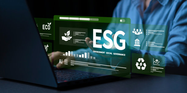 全息屏幕上的ESG数据展示，以及可持续的商业趋势图片下载