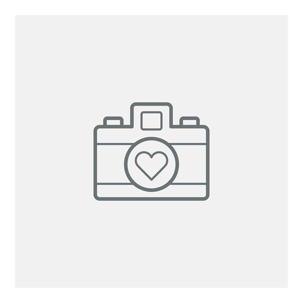 带心形符号的相机矢量图标图片下载