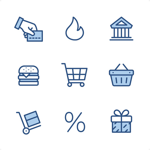 购物和电子商务-像素完美蓝色图标图片下载