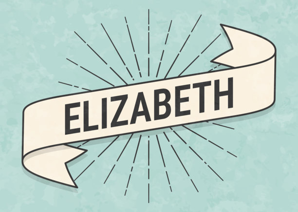 伊丽莎白 - 女性名字 - 复古风格的横幅 - 旧纹理纸图片下载