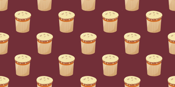 酒红色背景上无缝的意式圣诞面包图案。水果意大利圣诞甜点的扁平化设计重复背景。适用于横幅、卡片、社交媒体的矢量插画。图片下载