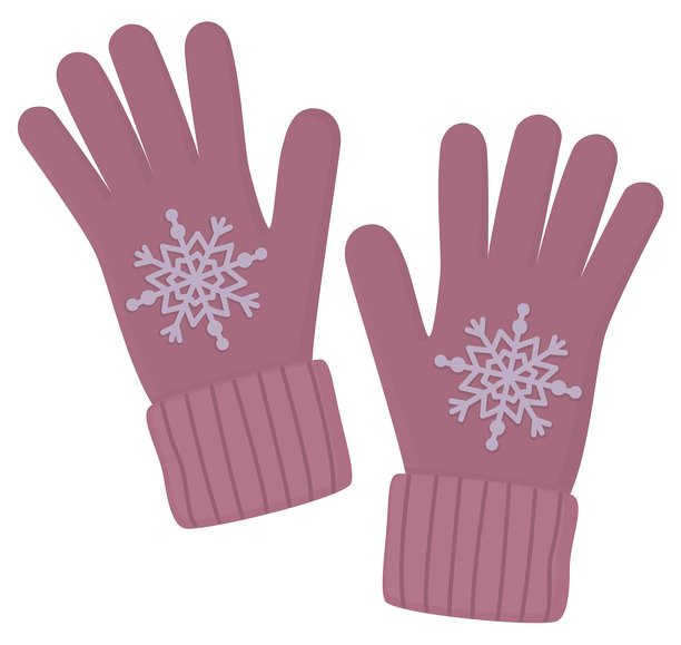带有雪花图案的粉色冬季手套插画。图片下载