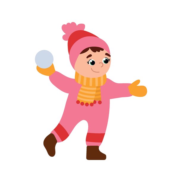 儿童扔雪球的插画图片下载