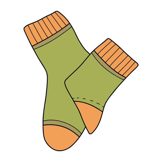 绿色暖绒毛线袜子的矢量插画。舒适多彩的冬季服装设计，非常适合纺织品印花、时装设计和手工工艺项目。图片下载