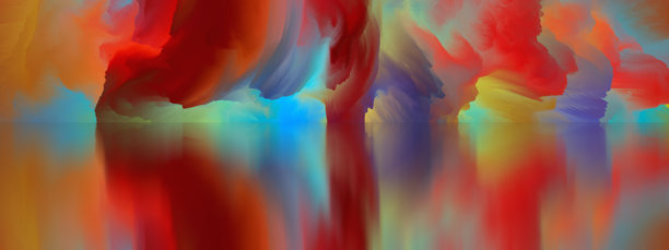 魔法世界。抽象风景，超现实的湖泊和倒影。艺术、创造力和想象力。3D插画图片下载