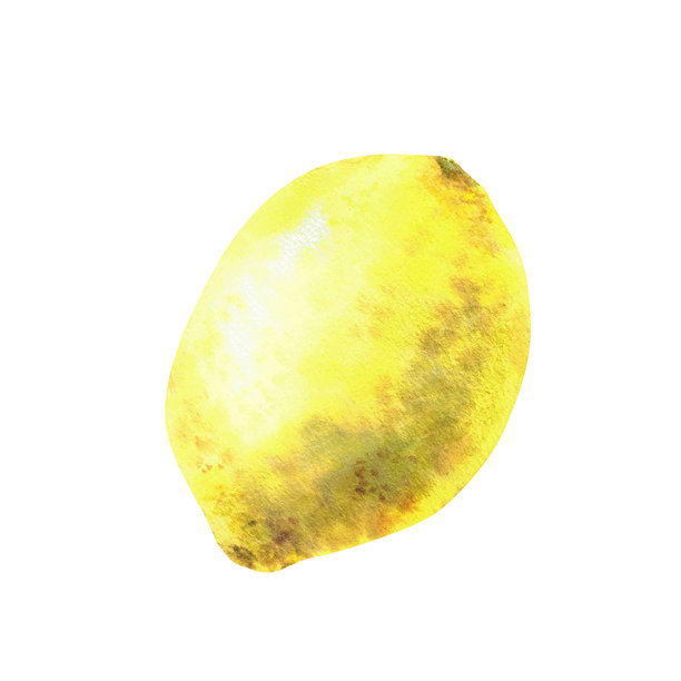 水彩黄色柠檬。热带柑橘类水果，无枝叶。手绘插画图片下载