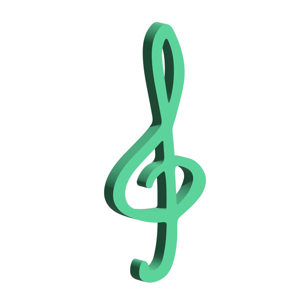 3D高音谱号。手绘音乐符号。用于印刷、网页、设计、装饰、Logo的单一元素图片下载
