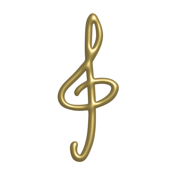 3D高音谱号。手绘音乐符号。用于印刷、网络、设计、装饰、标志的单一元素图片下载
