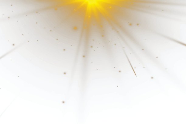 透明背景上的阳光爆裂，带有柔和的光晕、金色的光线和散景，非常适合庆祝、自然、节日设计和网页项目。矢量插画图片下载