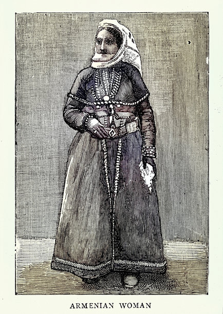 波斯亚美尼亚妇女的服装，维多利亚时期，复古插画，19世纪风格，1889年图片下载