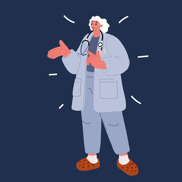 卡通矢量插画，一位女医生手持病历夹，自信地进行医学讲解并提供关怀。图片下载