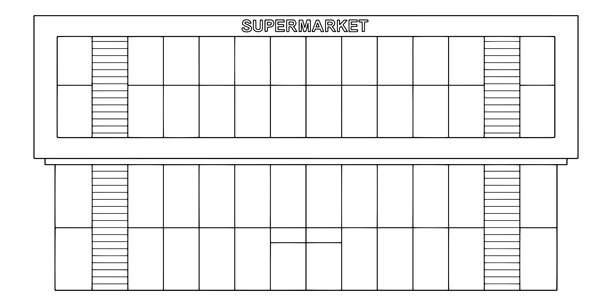 购物中心外观的黑白手绘草图插画矢量图图片下载