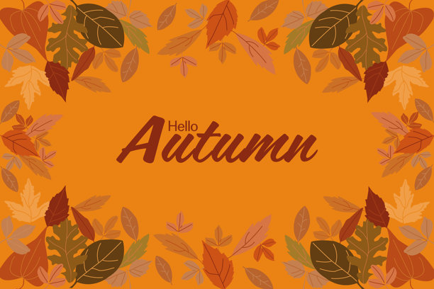 你好秋天无缝背景壁纸素材插画图片下载