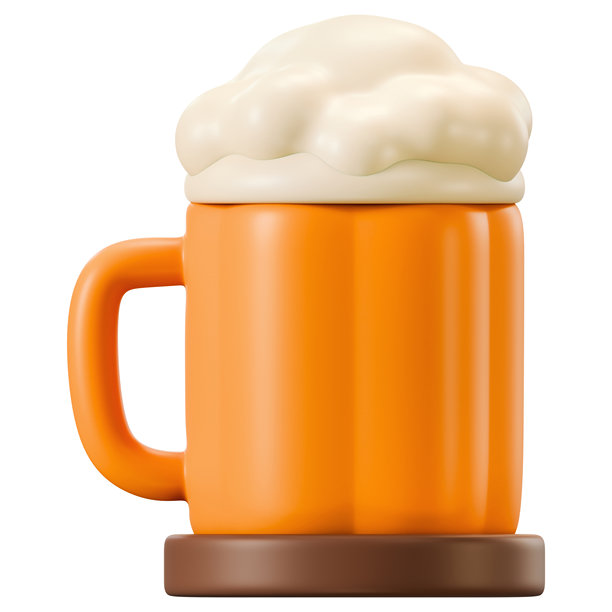 感恩节秋季饮品风格化啤酒杯3D图标插画，带有泡沫图片下载