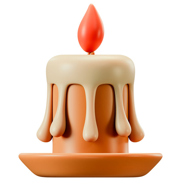 3D蜡烛图标，适用于温馨舒适氛围、宗教仪式、冬季节日和节日装饰，3D插画。图片下载