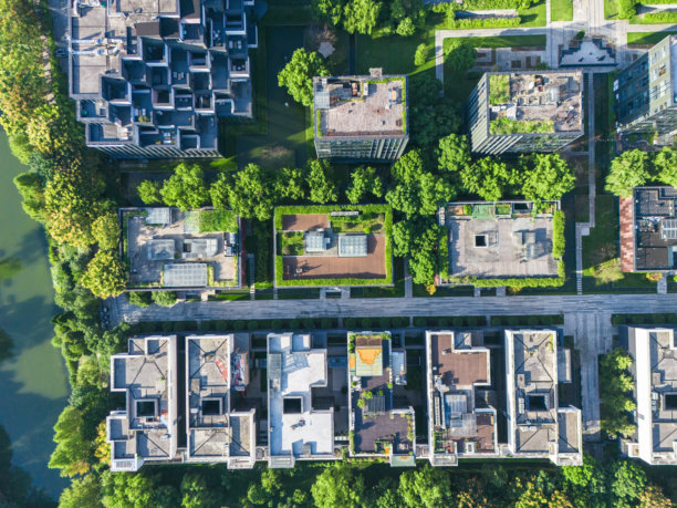 现代办公楼的垂直绿化图片下载