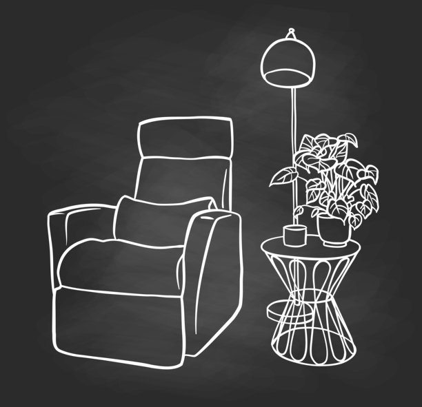 客厅舒适角落黑板图片下载