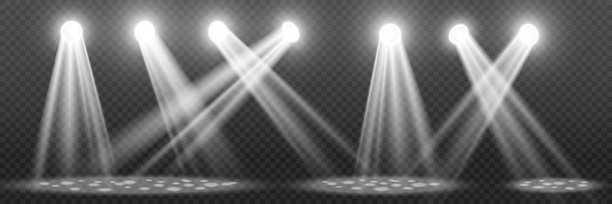 明亮的舞台灯光，聚光灯效果。矢量插画。图片下载