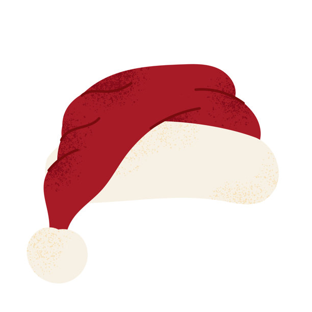 带绒球和白色镶边的红色圣诞帽。平面矢量插画，孤立在白色背景上。图片下载