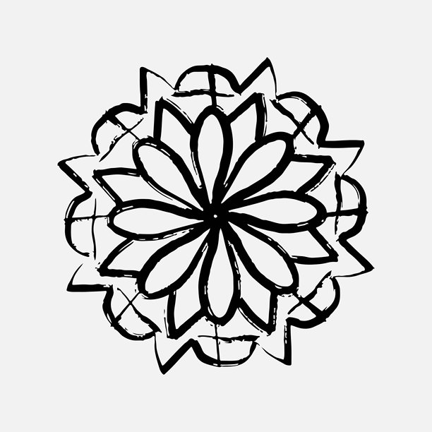 矢量手绘风格蜡笔插画，对称的印刷标志，风格化的星星或几何形状的神秘手绘草图，女巫印记，精神标志，复古风格。图片下载