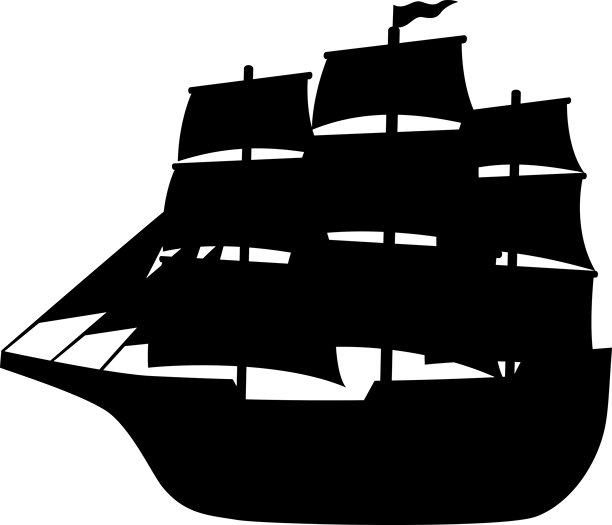 帆船剪影插画图片下载