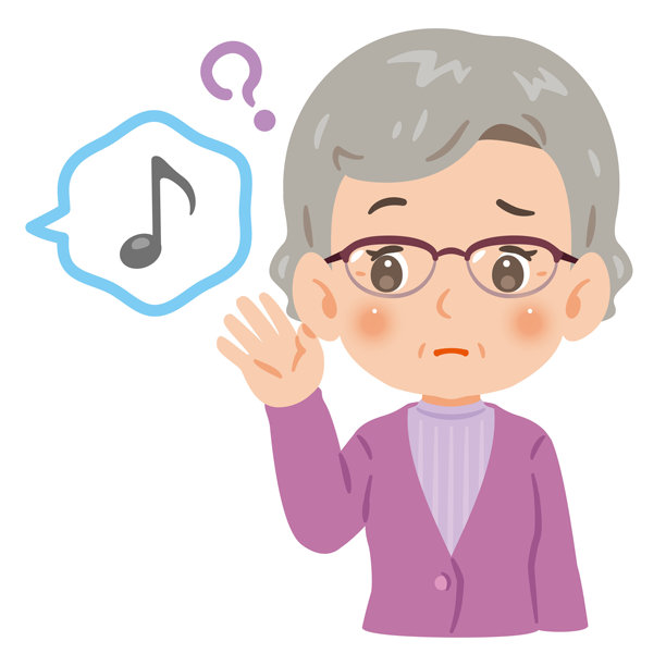 老年女性听力困难，上半身插画图片下载