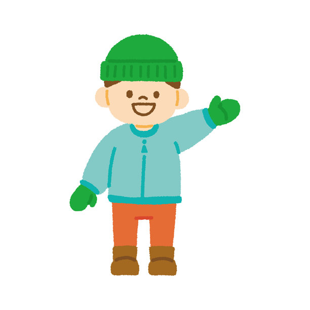 穿着冬装的微笑男孩 手绘冬季趣味插画图片下载
