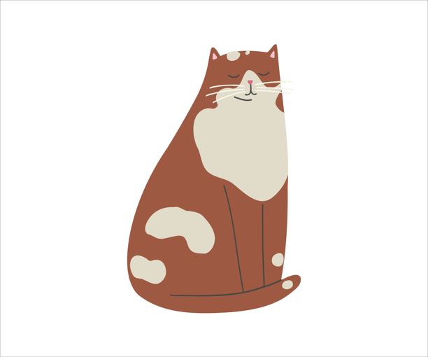 可爱的猫咪卡通扁平插画。儿童扁平矢量插画，孤立在白色背景上。图片下载