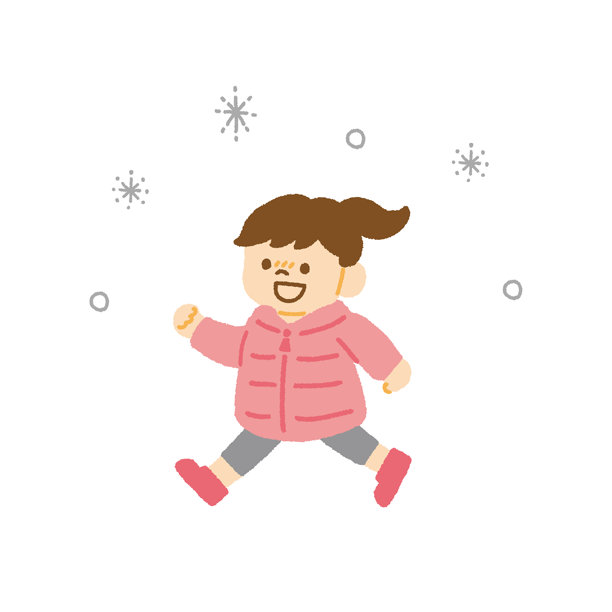 穿着羽绒服的快乐孩子在雪中玩耍 手绘冬季趣味插画图片下载