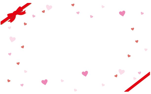 可爱的背景插画，带有红色丝带角和散落的粉色心形图片下载