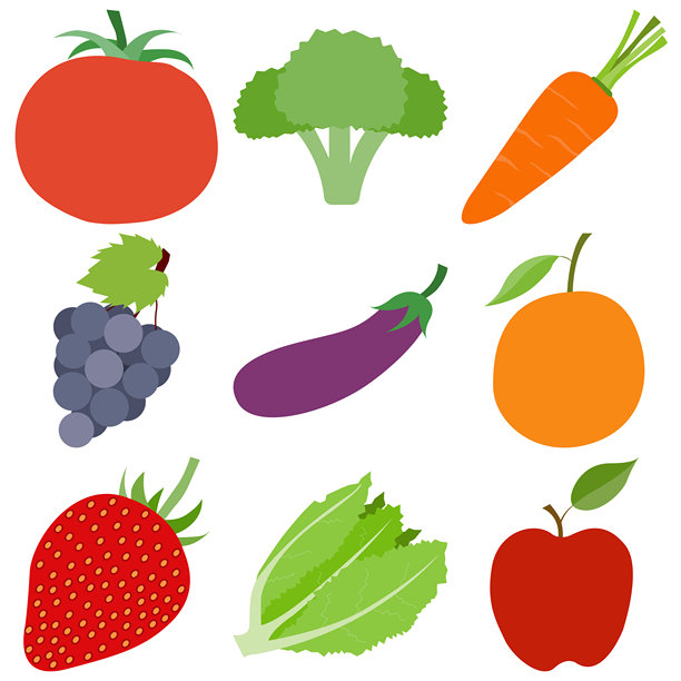 一套矢量插画彩色蔬菜水果图标图片下载