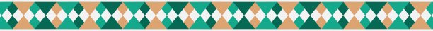 由相互连接的菱形组成的无缝几何矢量边框设计，颜色为蓝绿色、翠绿色和骆驼棕色，并由对比鲜明的白色和浅灰色水平条带清晰勾勒。营造出动感、富有节奏感的装饰效果。图片下载