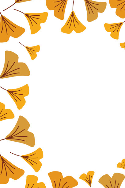 秋季竖版背景，采用扁平矢量风格绘制的黄色银杏叶，并留有文本空间。适用于卡片、海报、封面、广告、邀请函的现代设计。图片下载