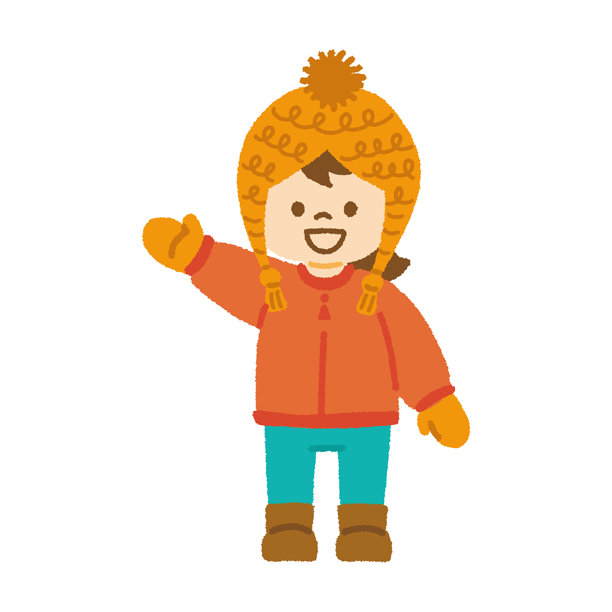 穿着冬装的微笑女孩 手绘冬季趣味插画图片下载