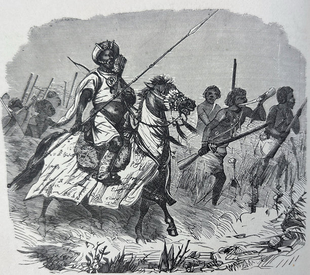 古董插画 - 非洲土著 - 部落士兵与马图片下载