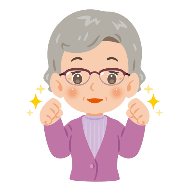 老年女性上半身插画，双臂弯曲，做双拳出击的动作图片下载