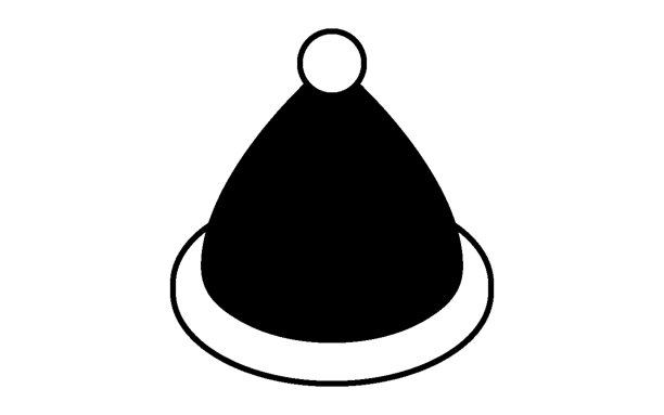 圣诞老人帽，带白色蓬松饰边的等距线条图插画图片下载