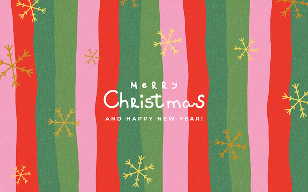 圣诞节横幅，采用时尚的手绘风格，饰有节日条纹背景。现代抽象圣诞设计，包含涂鸦条纹和雪花。适用于贺卡、横幅、海报、封面的矢量模板。图片下载