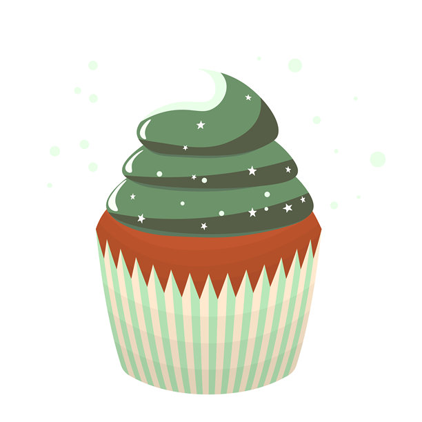 玛芬蛋糕，奶油甜杯子蛋糕，美味糕点。现代矢量插画，咖啡馆、餐厅、糕点店的标志。甜点图标。糖果店的象征。图片下载