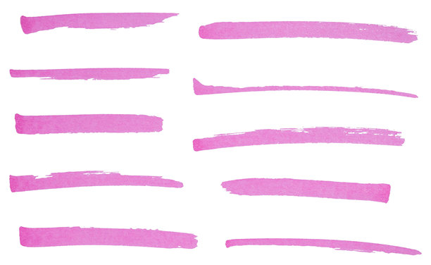 手绘粉色马克笔笔触套装，抽象墨水线条集合，用于下划线、高亮、文本分隔线、设计元素图片下载