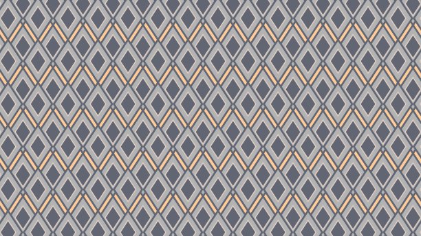 一种密集、精致的几何矢量图案，以岩灰色和炭灰色的互锁菱形为特色，并点缀着微妙的浅金色和淡黄色双线。营造出一种优雅、复古现代的质感。图片下载
