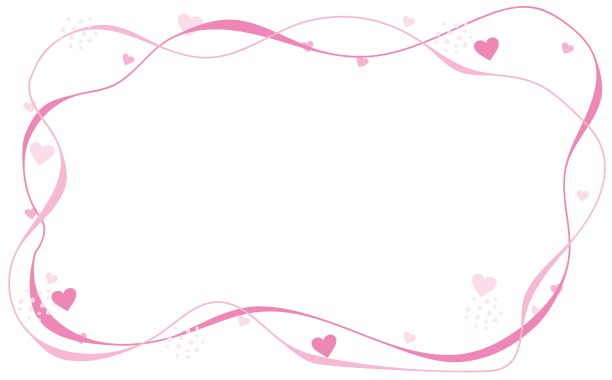 粉色心形装饰和丝带组成的边框背景插画图片下载