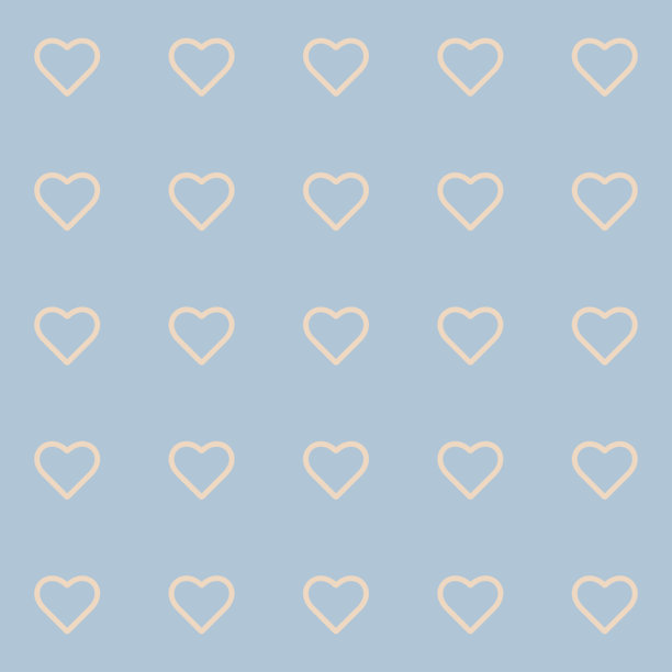 浅蓝色背景上的柔和色调心形无缝图案图片下载