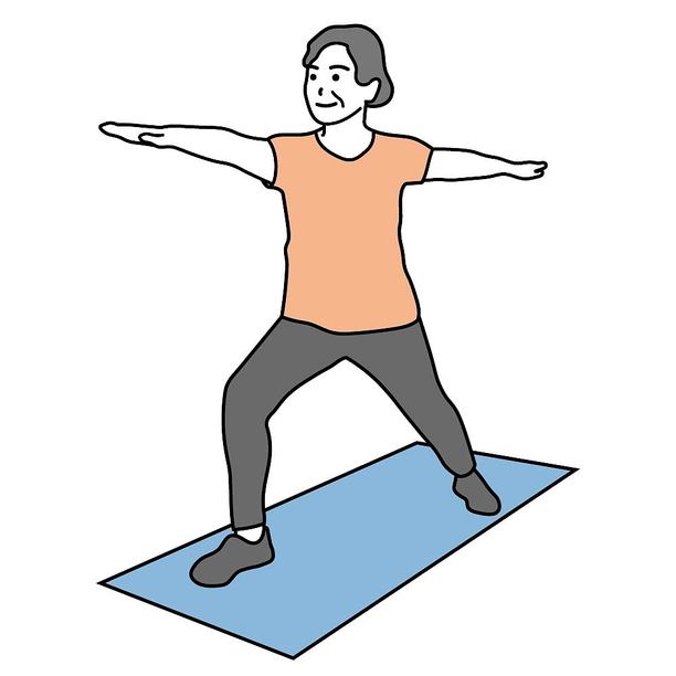 瑜伽垫上的老年女性运动插画图片下载