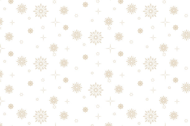 雪花图案，冬天，白色背景上的金色雪花，矢量图，插画，用于贺卡、信件的印花。图片下载