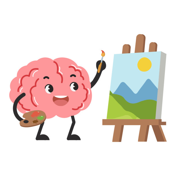 画架上的大脑绘画风景插画图片下载