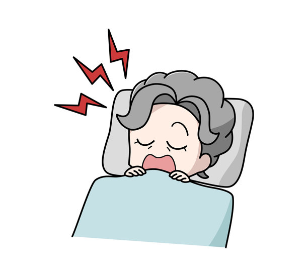 一位年迈的妇女正在睡觉打鼾的插画图片下载