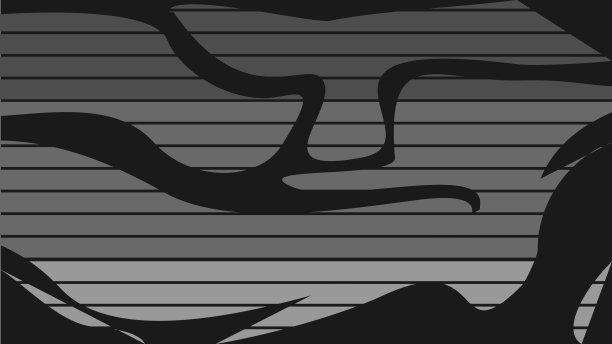 一幅抽象的单色矢量背景，展示了水平条纹渐变（从浅灰色到深灰色），上面覆盖着侵略性的、流动的黑色和深灰色有机形状。捕捉到一种忧郁、强烈且具有现代感的数字艺术风格。图片下载