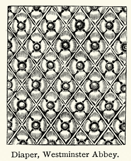 历史装饰艺术，建筑，尿布图案，威斯敏斯特，维多利亚时代插画，19世纪，维多利亚时代图片下载